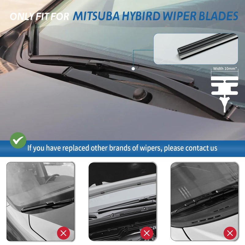 ASLAM Wiper Blade Refills 26"+18" for 2010-2014 Honda Insight and 2015-2018 Nissan Murano Original Mitsuba Hybrid Windshield Wipers(1 Pair) - Image 2